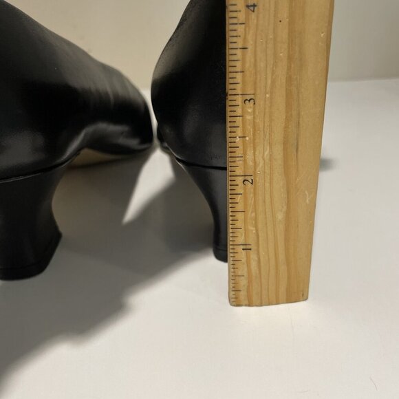 Vintage Worthington Leather Pumps Heels Size 9 Wide Black Square Toe Classic EUC - Picture 7 of 12